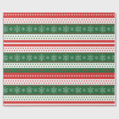 Papier Cadeau Simple moderne rouge et vert rayures Noël (Plat)