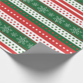 Papier Cadeau Simple moderne rouge et vert rayures Noël (Coin)