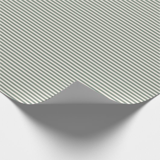 Papier Cadeau Simple Moderne Sage Vert Stripes  (Coin)