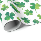 Papier Cadeau Simple moderne Shamrock de chance verte Patrick Mo (Coin rond)
