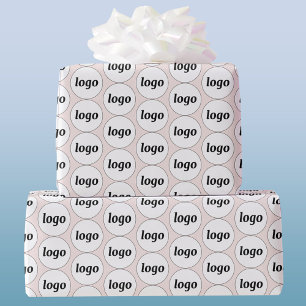 Papier Cadeau Simple motif de logo entreprise rose poudré