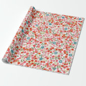 Papier Cadeau Simple motif mignon dans des fleurs à petite échel (Déroulé)