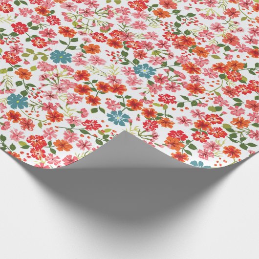 Papier Cadeau Simple motif mignon dans des fleurs à petite échel (Coin)