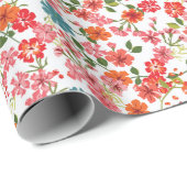 Papier Cadeau Simple motif mignon dans des fleurs à petite échel (Coin rond)