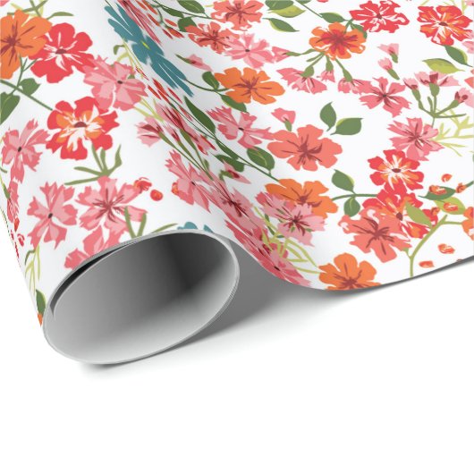 Papier Cadeau Simple motif mignon dans des fleurs à petite échel (Coin rond)