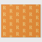 Papier Cadeau Simple Motif Monogramme Orange (Plat)