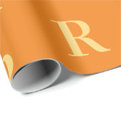 Papier Cadeau Simple Motif Monogramme Orange (Coin rond)