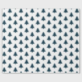Papier Cadeau Simple Navy Blue Christmas Tree Motif (Plat)