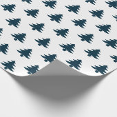 Papier Cadeau Simple Navy Blue Christmas Tree Motif (Coin)