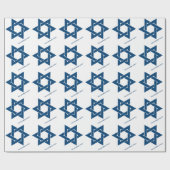 Papier Cadeau Simple Navy Blue Hanoukka Star of David Motif (Plat)