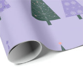 Papier Cadeau Simple Noël Arbres Lavender Motif Trio (Coin rond)