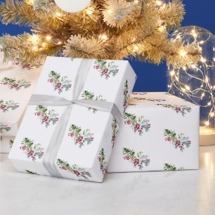Papier Cadeau Simple Noël Moderne Botanique Fêtes