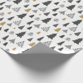 Papier Cadeau Simple Noël Moderne Doodle Noir et Blanc (Coin)