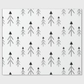 Papier Cadeau Simple Noir Blanc Joyeux Arbres de Noël Cadeau (Plat)