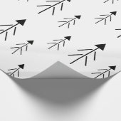 Papier Cadeau Simple Noir Blanc Joyeux Arbres de Noël Enveloppem (Coin)