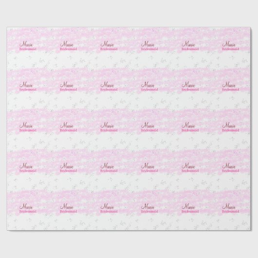 Papier Cadeau simple nom d'ajout monogramme rose bridesmaid (Plat)