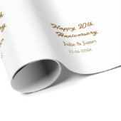Papier Cadeau simple nom de dat20e anniversaire marron doré joye (Coin rond)
