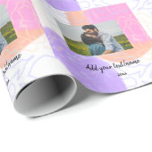 Papier Cadeau simple nom minimal customisé monogramme couple (Coin rond)