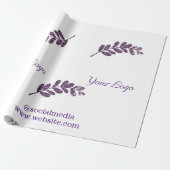 Papier Cadeau simple personnalisé bleu violet noir feuilles ajou (Déroulé)