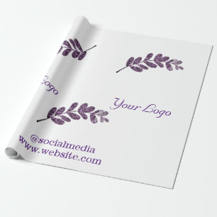 Papier Cadeau simple personnalisé bleu violet noir feuilles ajou