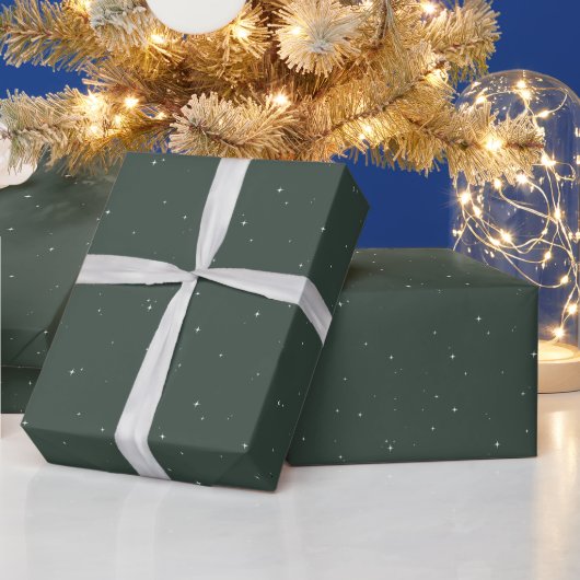 Papier Cadeau Simple petite étoile vert blanc Noël (Vacances)