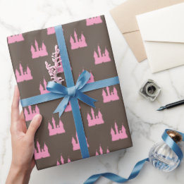 Papier Cadeau Simple Pink Castle Motif Anniversaire