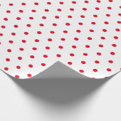 Papier Cadeau Simple pois minimal blanc et rouge (Coin)