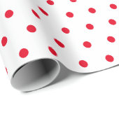 Papier Cadeau Simple pois minimal blanc et rouge (Coin rond)