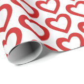 Papier Cadeau Simple Red Heart Valentine Modern (Coin rond)