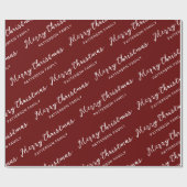 Papier Cadeau Simple Red Merry Christmas Nom de famille (Plat)