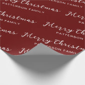Papier Cadeau Simple Red Merry Christmas Nom de famille (Coin)