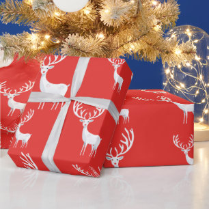 Papier Cadeau Simple Red Reindets Noël Motif de Noël