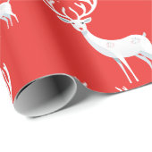 Papier Cadeau Simple Red Reindets Noël Motif de Noël (Coin rond)