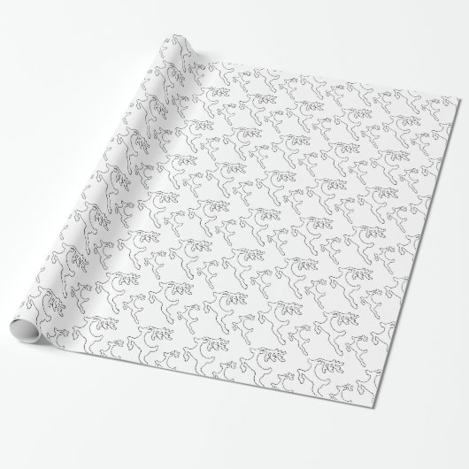 Papier Cadeau Simple Reindeer noir et blanc (Déroulé)