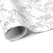 Papier Cadeau Simple Reindeer noir et blanc (Coin rond)