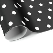 Papier Cadeau Simple Retro Polka point noir et blanc (Coin rond)