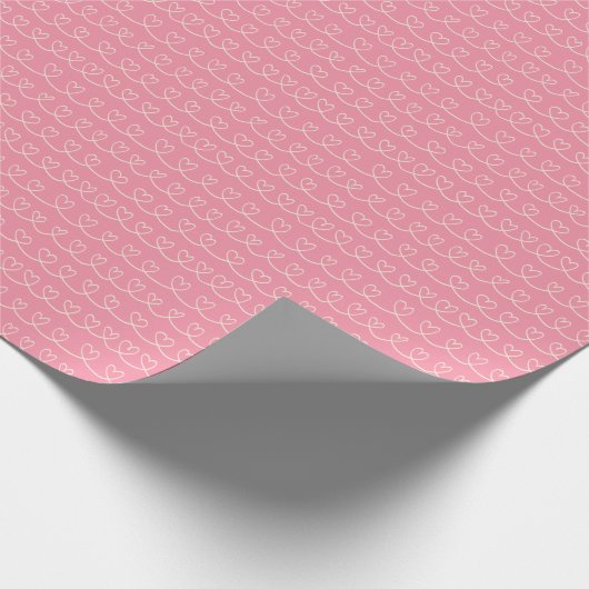 Papier Cadeau Simple rose Valentine Heart Loop Stripe (Coin)