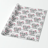 Papier Cadeau Simple Rouge et Blanc Joyeuse Saint-Valentin Nom (Déroulé)