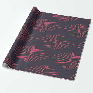 Papier Cadeau Simple, rouge, motif traditionnel avec lignes