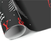 Papier Cadeau Simple sapin de Noël Joyeux et brillant | Noir (Coin rond)