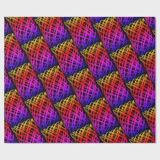 Papier Cadeau Simple Scribble | Half Drop | Arrière - plan noir  (Plat)