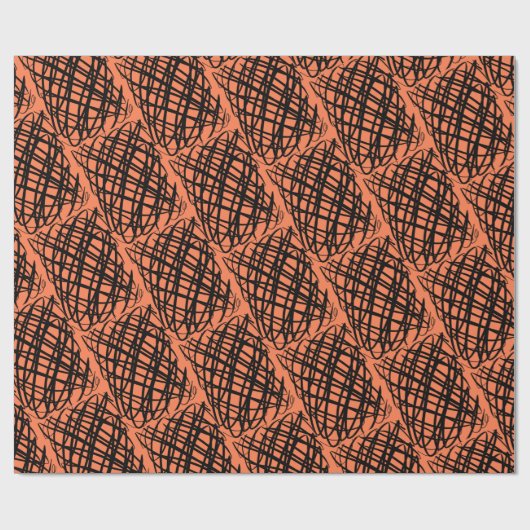 Papier Cadeau Simple Scribble | Noir | Angled | Corail | (Plat)