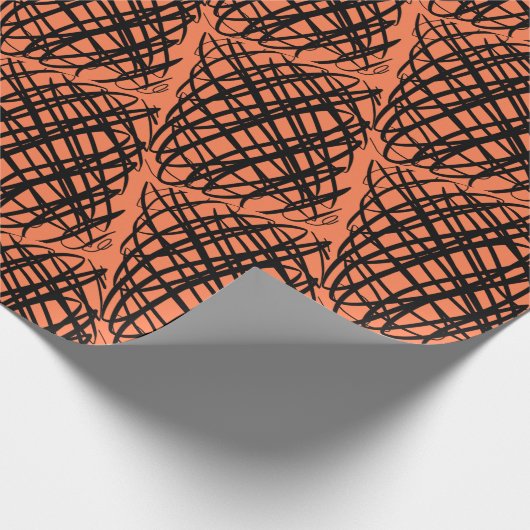 Papier Cadeau Simple Scribble | Noir | Angled | Corail | (Coin)