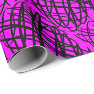 Papier Cadeau Simple Scribble Noir Angled Magenta