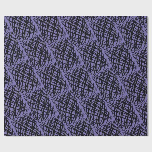Papier Cadeau Simple Scribble | Noir | Angled | Périwinkle | (Plat)