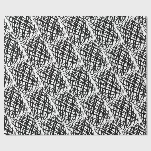 Papier Cadeau Simple Scribble | Noir | Half Drop | (Plat)