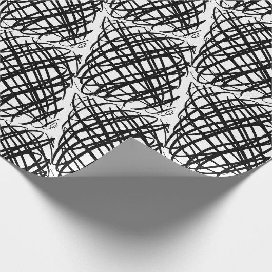 Papier Cadeau Simple Scribble | Noir | Half Drop | (Coin)