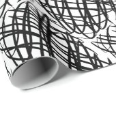 Papier Cadeau Simple Scribble | Noir | Half Drop | (Coin rond)