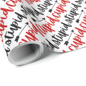 Papier Cadeau Simple script typographique cupidon stupide avec f (Coin rond)