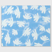 PAPIER CADEAU SIMPLE SKI BLEU AVEC COULEUR D'EAU FEUILLE BLANCHE (Plat)